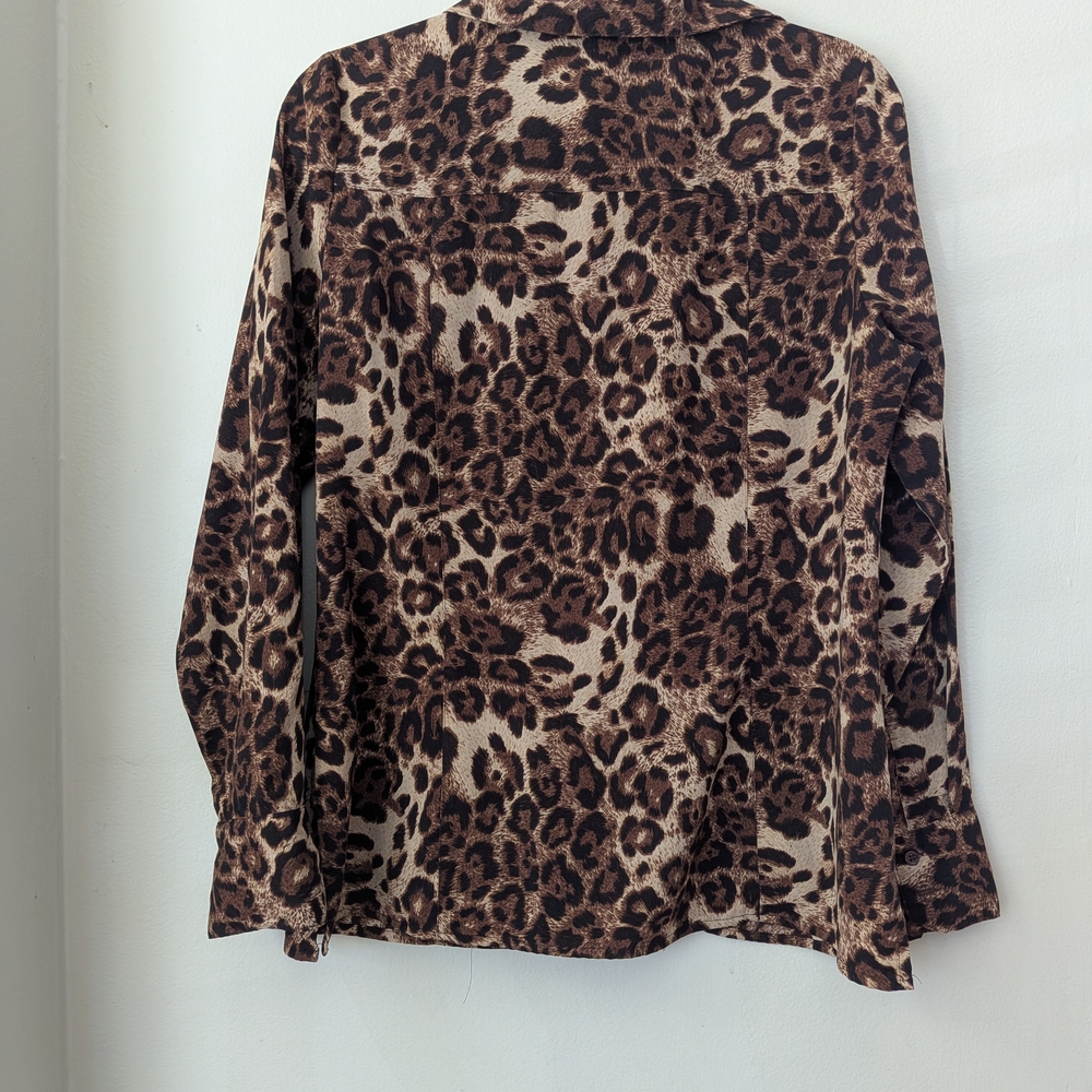 Laura Scott Button Down | Leopard Print Brown Tan… - image 4